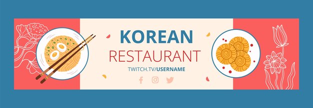 Banner de contração de restaurante coreano desenhado à mão