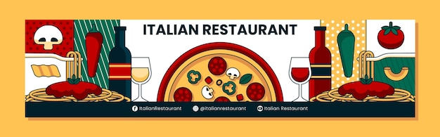 Vetor grátis banner de contração de restaurante italiano de design plano