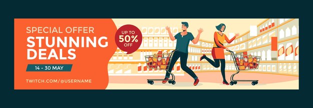 Banner de contração de supermercado de design plano