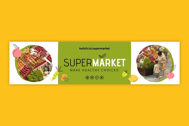 Banner de contração de supermercado plano