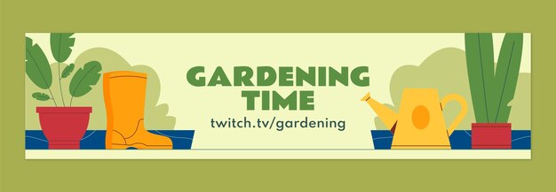 Banner de contração de tempo de jardinagem desenhado à mão