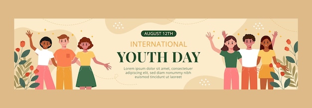 Banner de contração do dia internacional da juventude plano