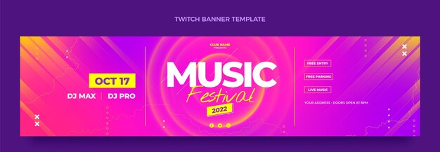 Banner de contração do festival de música colorida gradiente