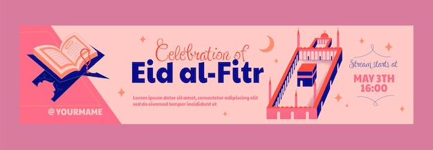 Vetor grátis banner de contração plana eid al-fitr