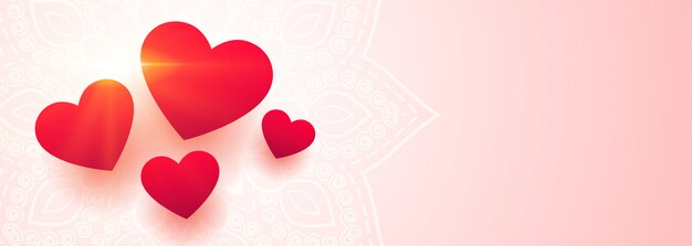 Banner de corações lindo amor com espaço de texto