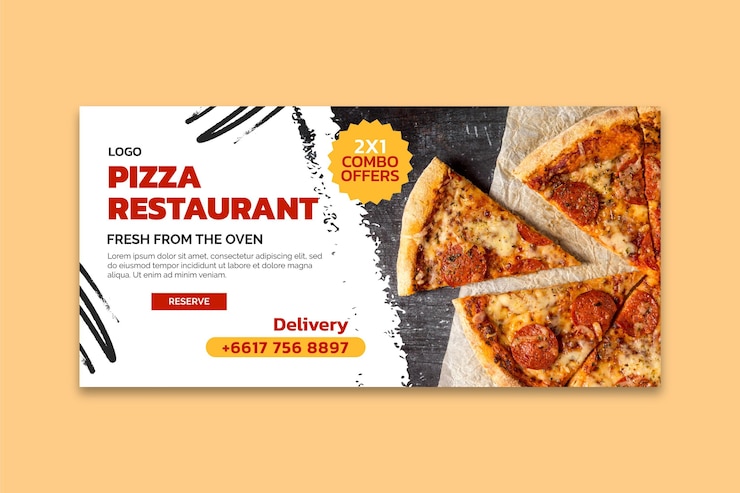 Vetor grátis banner de deliciosa pizzaria