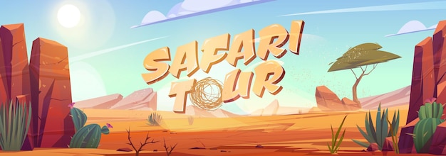Banner de desenho animado do Safari tour