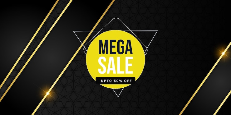 Vetor grátis banner de design multiuso profissional de fundo abstrato preto dourado mega venda