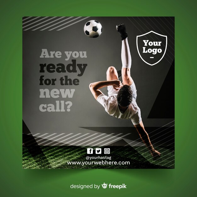 Banner de esporte com design plano de foto