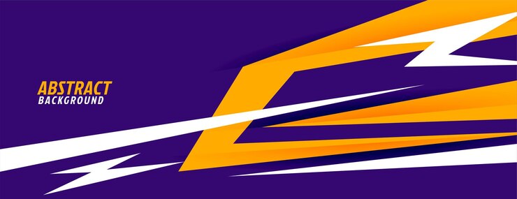 Vetor grátis banner de estilo esportivo abstrato nas cores roxa e amarela