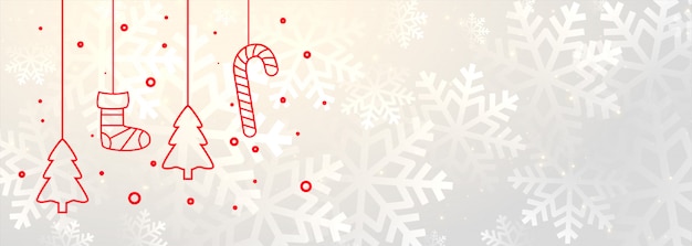 Banner de feliz natal branco com decoração de natal