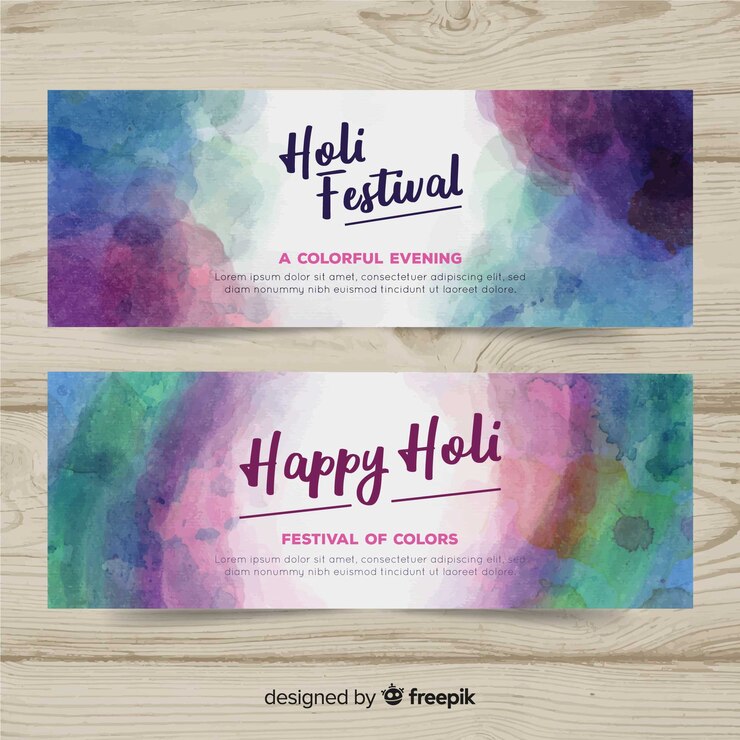 Vetor grátis banner de festival de aquarela holi
