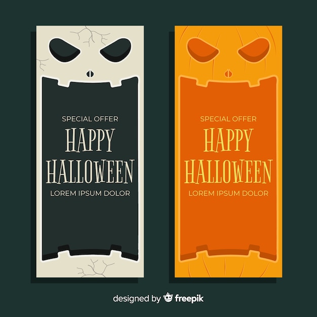 Banner de halloween design plano com oferta especial