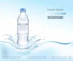Vetor grátis banner de ilustração vetorial realista pequena garrafa de plástico potável de água com um respingo e dr