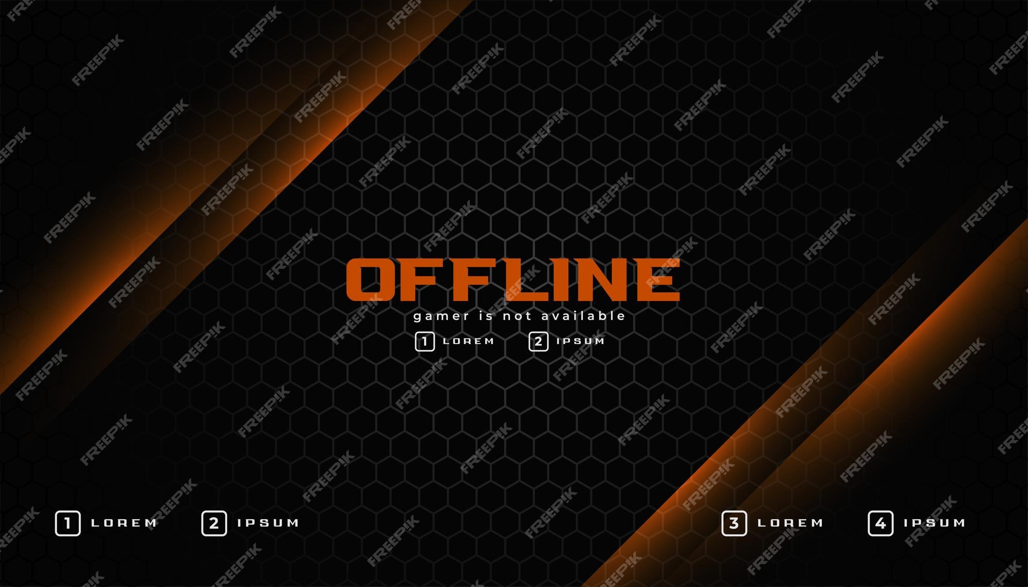 Banner de jogos offline com fundo preto hexagonal