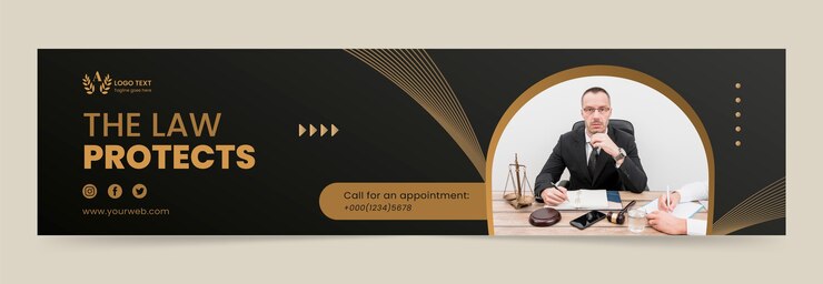 Vetor grátis banner de linkedin de escritório de advocacia de luxo gradiente