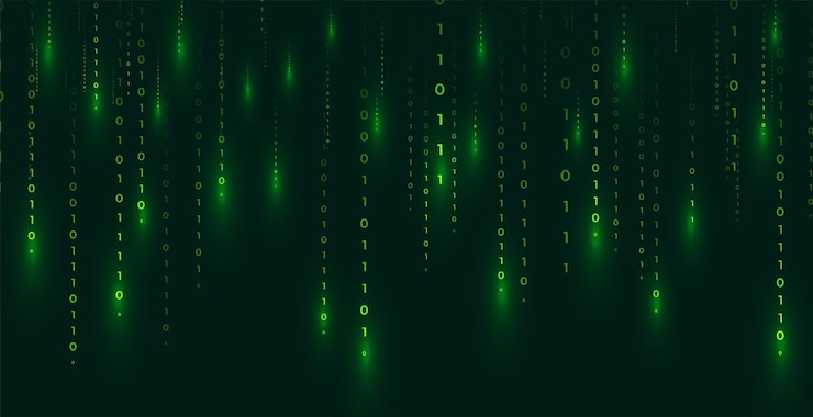 Vetor grátis banner de matriz de código binário digital com desenho de números decrescentes