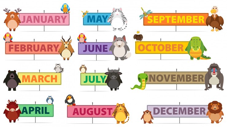 Vetor grátis banner de meses de um ano