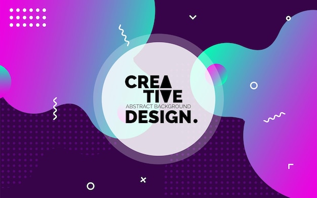 Vetor grátis banner de modelo criativo colorido com design de cor gradiente com ilustração vetorial de forma líquida