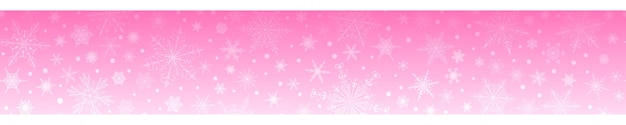 Banner de natal com vários flocos de neve, em cores rosa