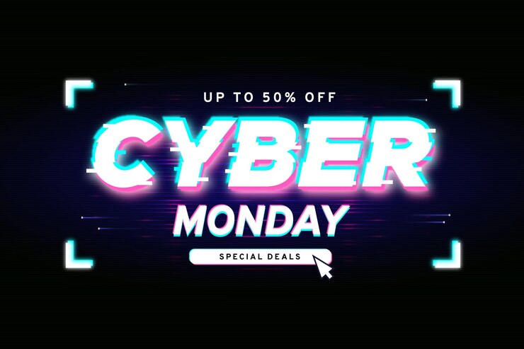 Vetor grátis banner de oferta do glitch cyber segunda-feira