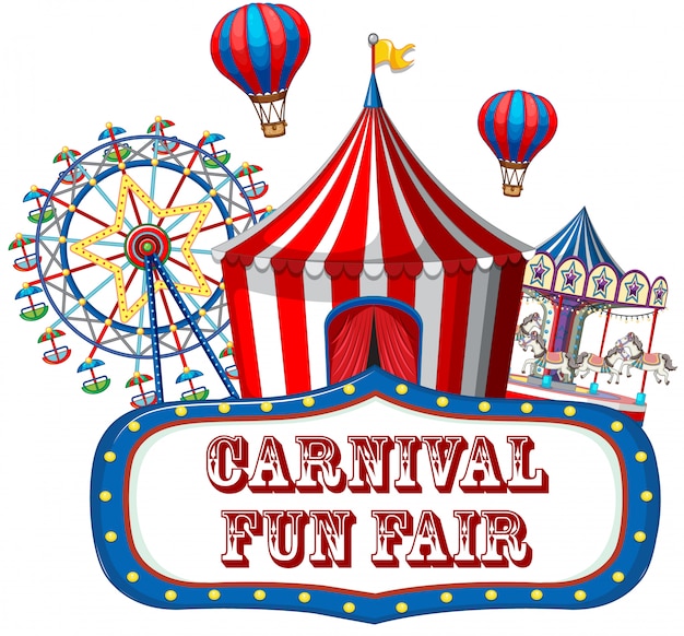 Banner de parque de diversões de carnaval colorido