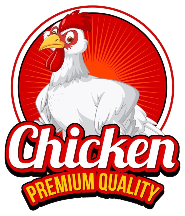 Vetor grátis banner de qualidade premium de frango com personagem de desenho animado de frango