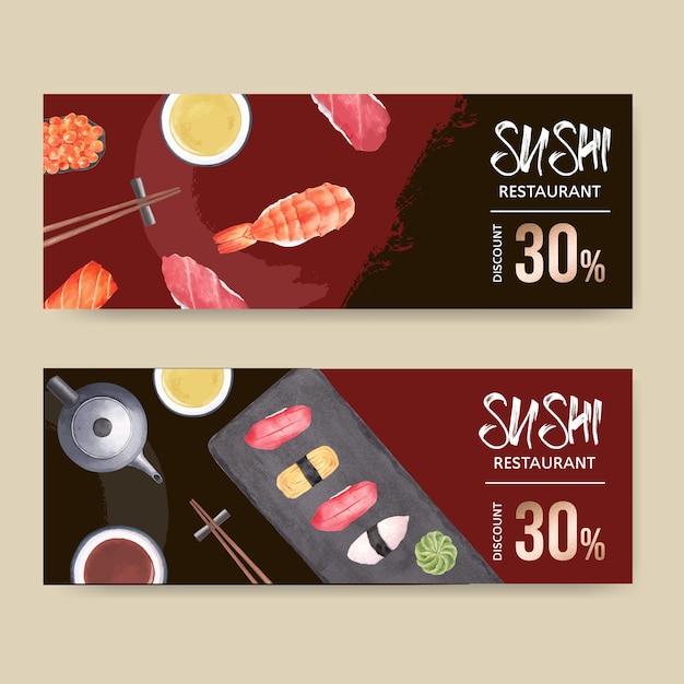 Banner de restaurante de sushi