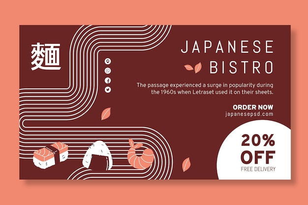 Vetor grátis banner de restaurante japonês