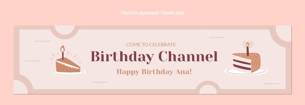 Banner de torção mínima de aniversário de design plano