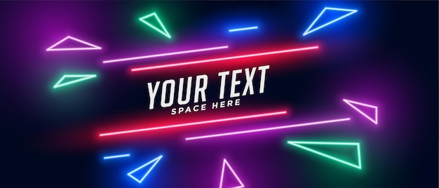 Vetor grátis banner de triângulo de néon com espaço de texto