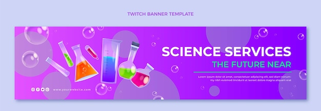 Vetor grátis banner de twitch de ciência realista