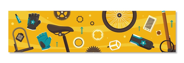 Vetor grátis banner de twitch de loja de bicicletas de design plano