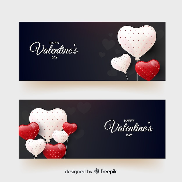 Banner de valentine de balões pontilhados