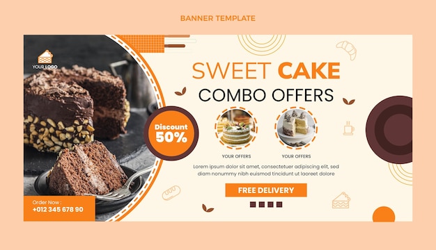 Banner de venda de alimentos em design plano