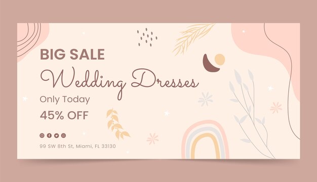Banner de venda de casamento boho desenhado à mão