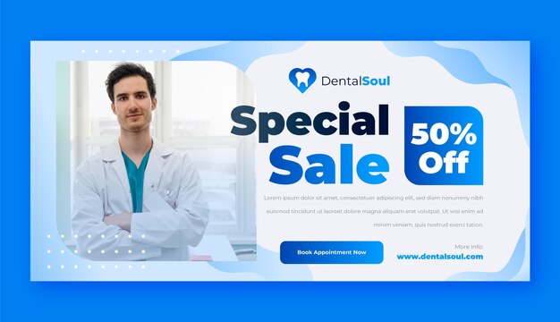 Banner de venda de clínica odontológica gradiente