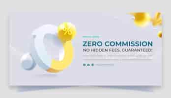 Vetor grátis banner de venda de comissão zero gradiente