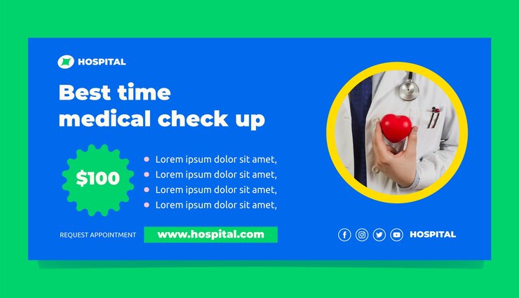 Vetor grátis banner de venda de estabelecimento de saúde de design plano