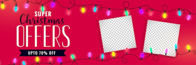 Banner de venda de natal com espaço de imagem