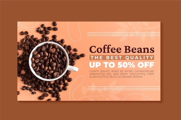 Banner de venda de plantação de café de design plano