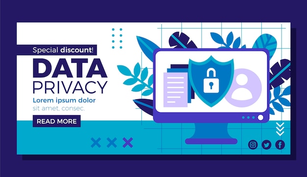 Banner de venda de privacidade de dados de design plano