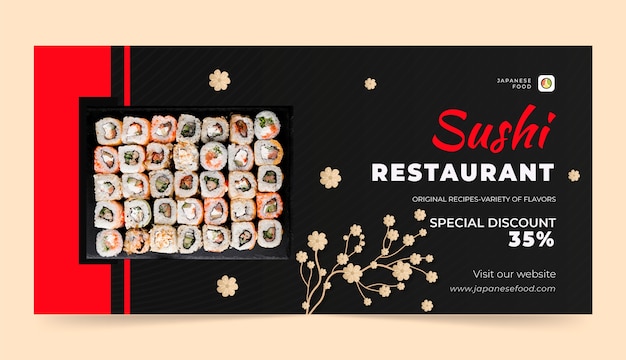 Vetor grátis banner de venda de restaurante japonês