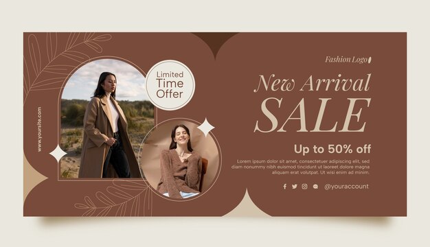 Banner de venda de tendências de moda de design plano
