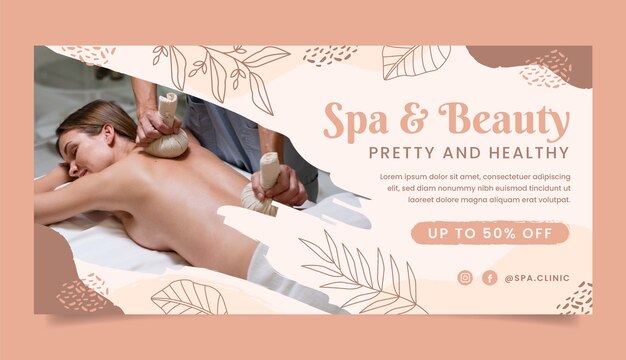 Banner de venda de terapia de spa desenhada à mão