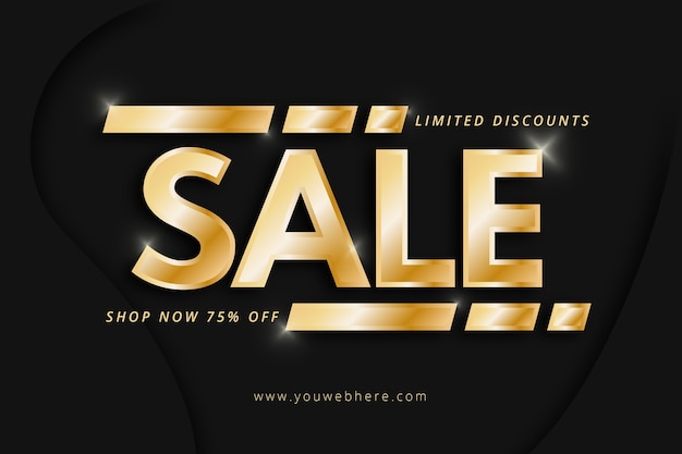 Banner de vendas dourado realista