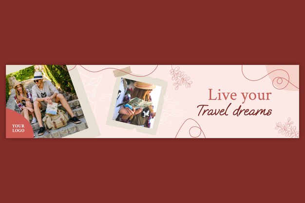 Banner de viagem desenhado à mão