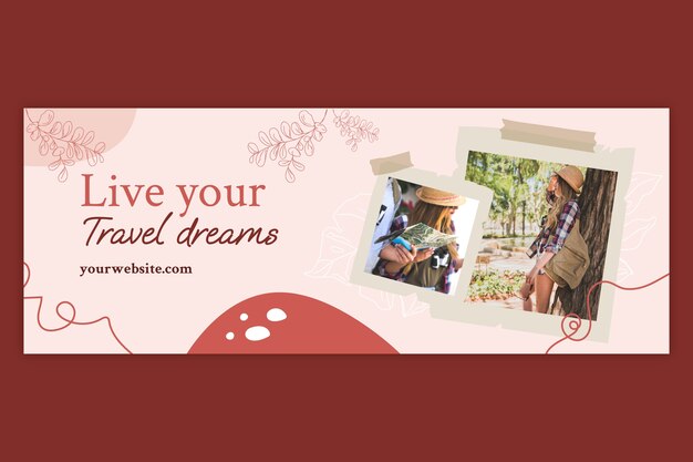 Banner de viagem desenhado à mão