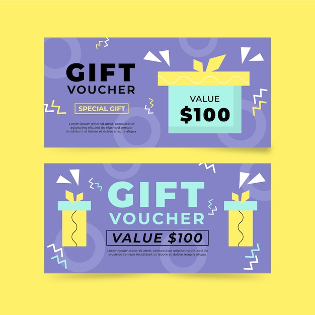 Banner de voucher de presente com design plano lindo