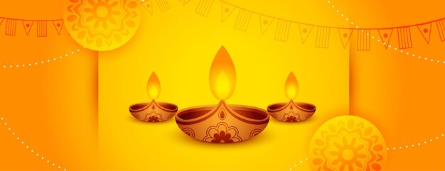 Banner decorativo da web diwali amarelo laranja